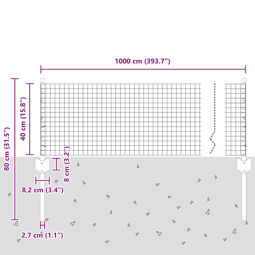 Τεντώτο με στήριγμα Γκρι 0,4 x 10 μ Χάλυβας και PVC - Pakobazaar