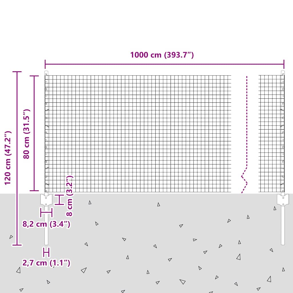 Τεντώτο με στήριγμα Γκρι 0,8 x 10 m Χάλυβας και PVC