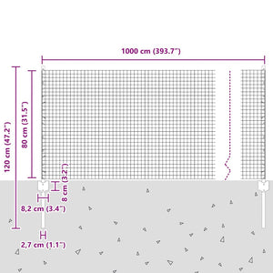 Συρματόπλεγμα με Στυλίς 10 x 0,8 μ PVC-Επικαλυμμένο Ατσάλι Γκρι
