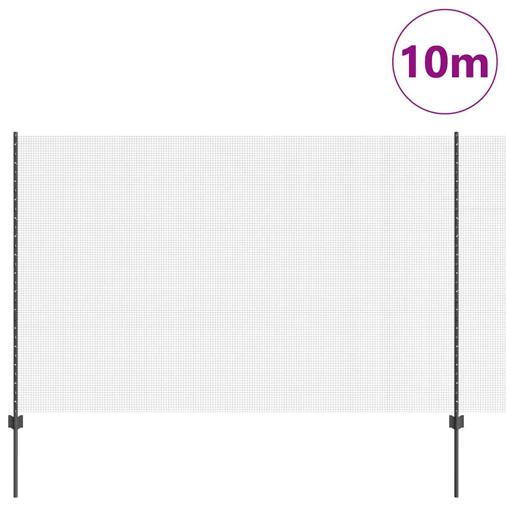 Συρματόπλεγμα με Στυλίς 10 x 1,6 m PVC-Επικαλυμμένο Ατσάλι Γκρι