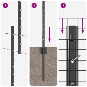Συρματόπλεγμα με Στυλίς 10 x 1,6 m PVC-Επικαλυμμένο Ατσάλι Γκρι