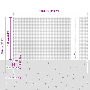 Συρματόπλεγμα με Στυλίς 10 x 1,6 m PVC-Επικαλυμμένο Ατσάλι Γκρι