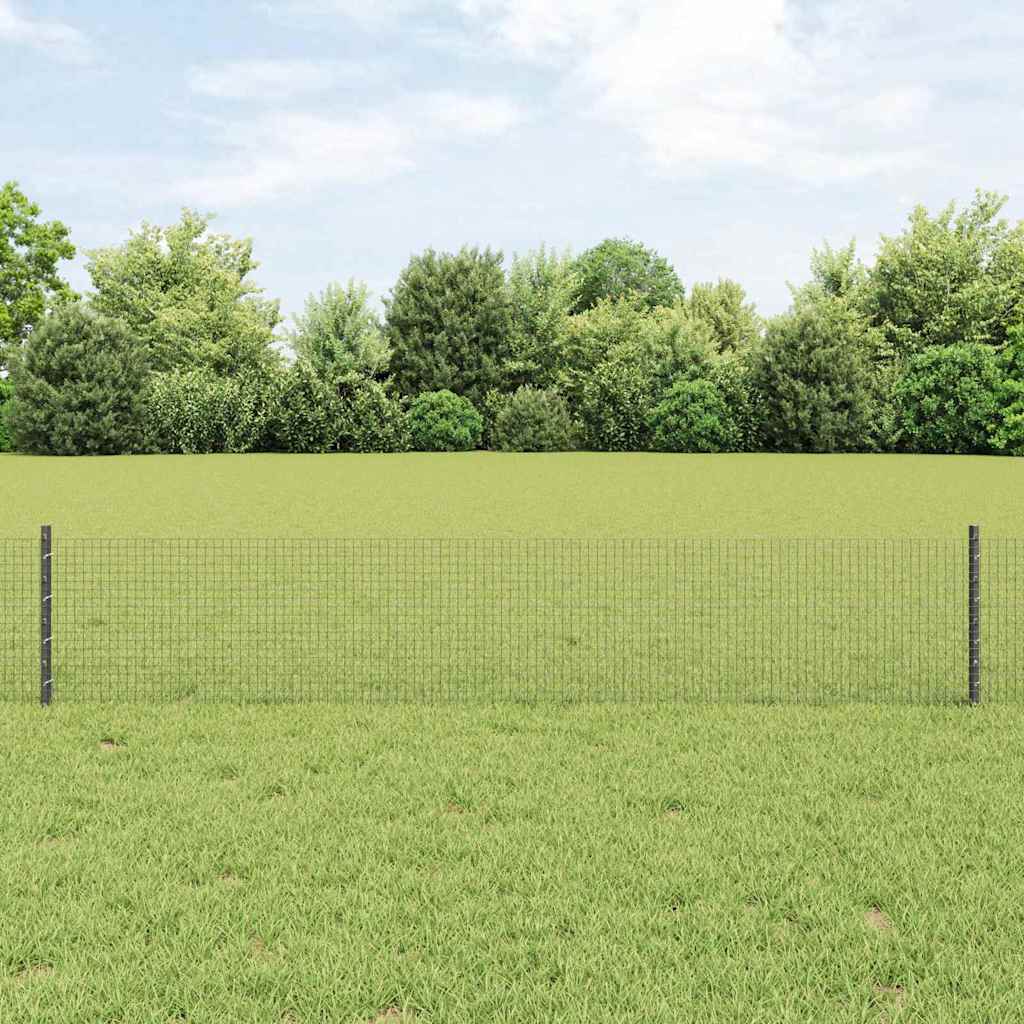 Συρματόπλεγμα με Στυλίς 25 x 0,4 m PVC-Επικαλυμμένο Ατσάλι Γκρι - Pakobazaar