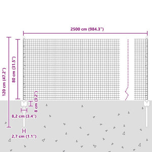 Τεντώτο με στήριγμα Γκρι 0,8 x 25 m Χάλυβας και PVC - Pakobazaar
