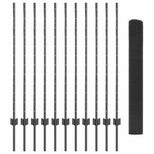 Συρματόπλεγμα με Στυλίς 25 x 1,2 μ PVC-Επικαλυμμένο Ατσάλι Γκρι