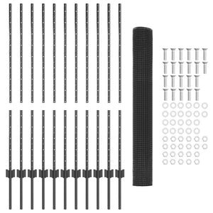 Συρματόπλεγμα με Στυλίς 25 x 1,2 μ PVC-Επικαλυμμένο Ατσάλι Γκρι