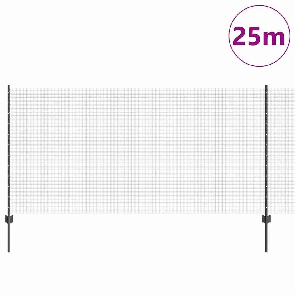 Συρματόπλεγμα με Στυλίς 25 x 1,2 μ PVC-Επικαλυμμένο Ατσάλι Γκρι