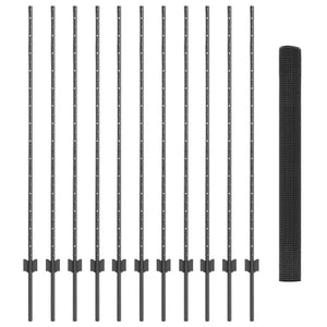 Συρματόπλεγμα με Στυλίς 25 x 1,4 μ PVC-Επικαλυμμένο Ατσάλι Γκρι