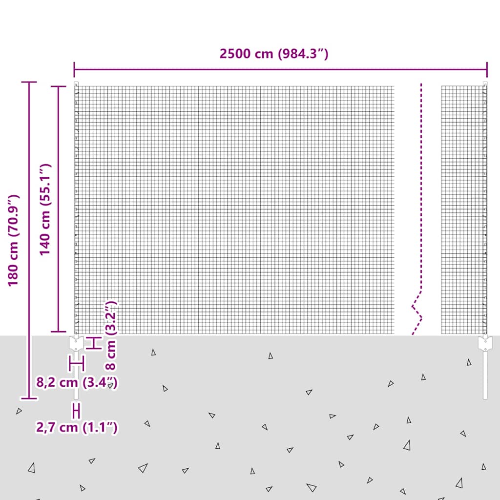 Συρματόπλεγμα με Στυλίς 25 x 1,4 μ PVC-Επικαλυμμένο Ατσάλι Γκρι