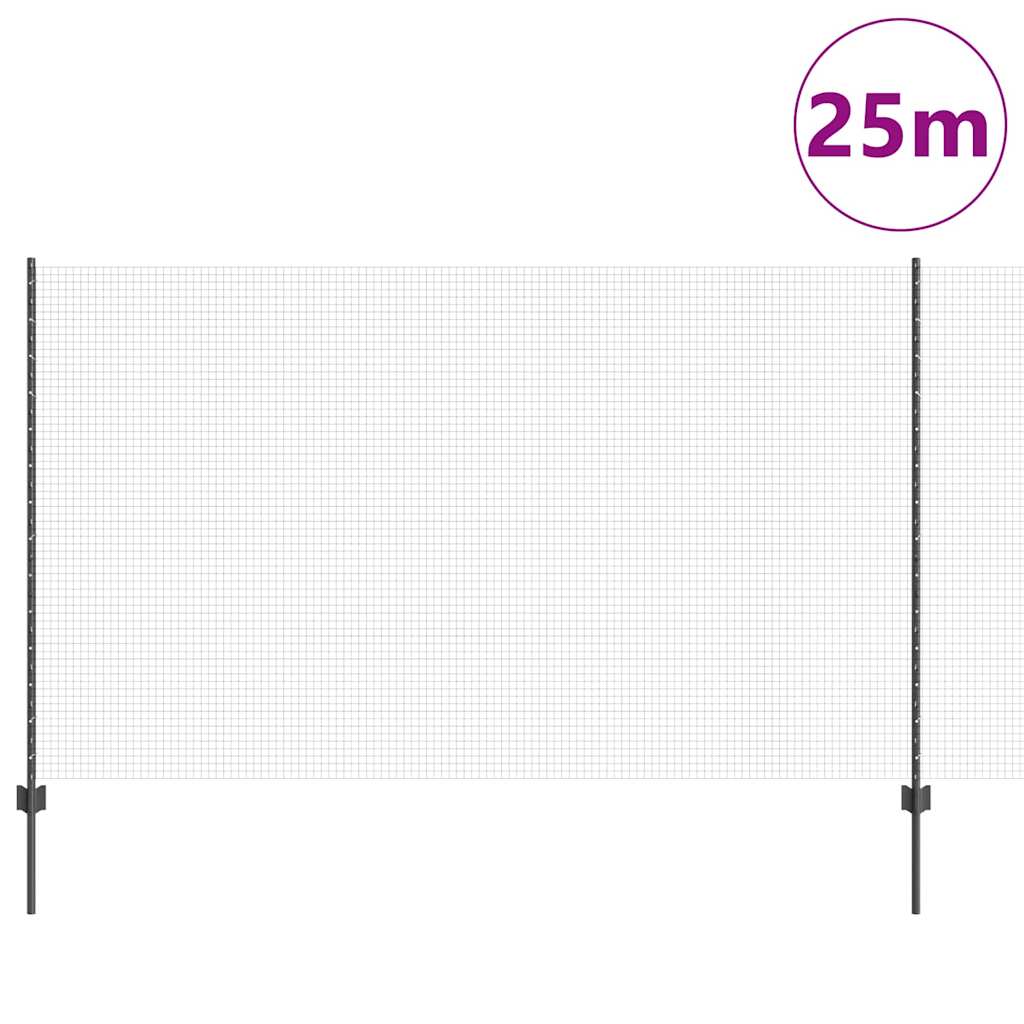 Συρματόπλεγμα με Στυλίς 25 x 1,4 μ PVC-Επικαλυμμένο Ατσάλι Γκρι