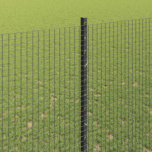Συρματόπλεγμα με Στυλίς 25 x 1,5 m PVC-Επικαλυμμένο Ατσάλι Γκρι