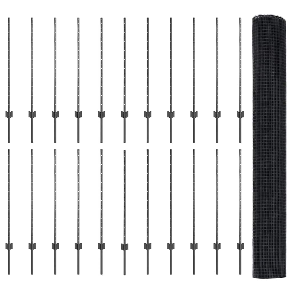 Τεντώτο με στήριγμα Γκρι 1 x 50 m Χάλυβας και PVC