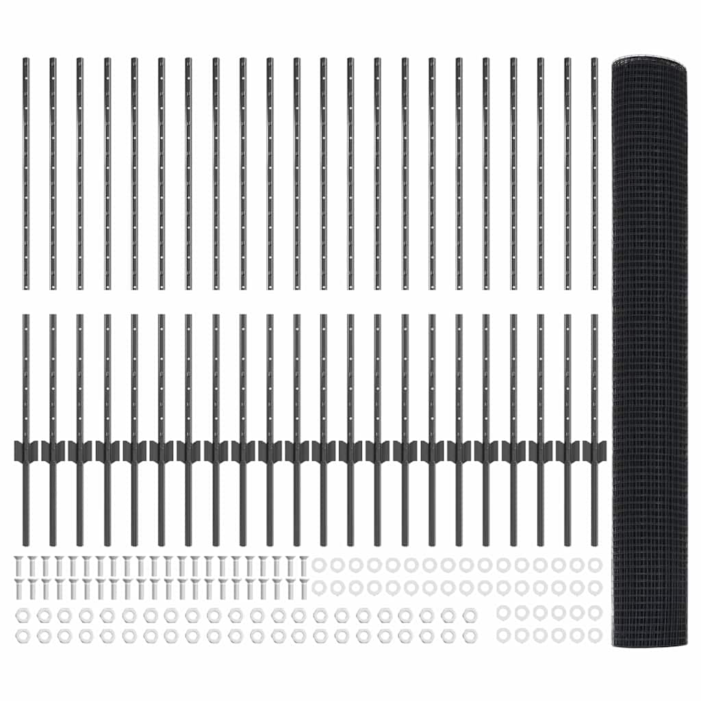 Τεντώτο με στήριγμα Γκρι 1 x 50 m Χάλυβας και PVC