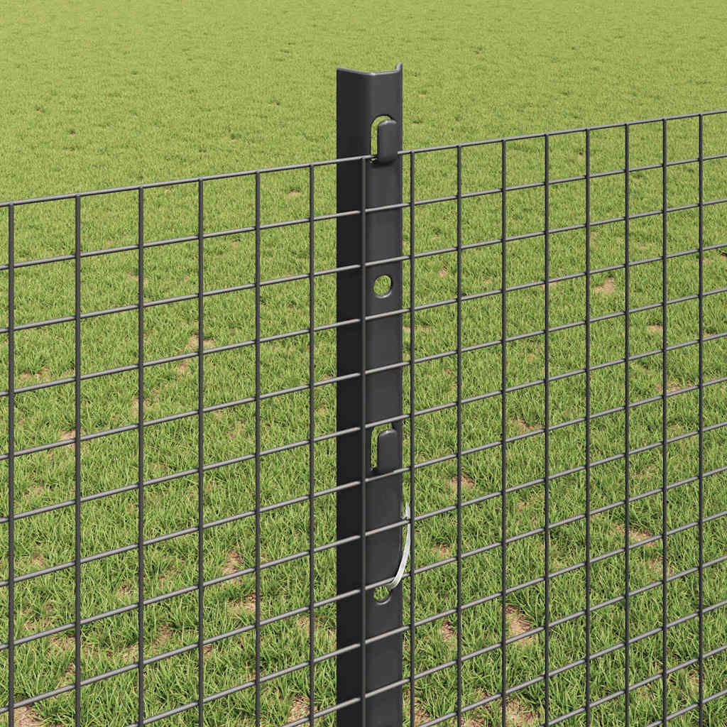 Συρματόπλεγμα με Στυλίς 50 x 1,2 m PVC-Επικαλυμμένο Ατσάλι Γκρι