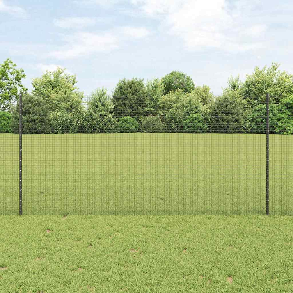 Συρματόπλεγμα με Στυλίς 50 x 1,2 m PVC-Επικαλυμμένο Ατσάλι Γκρι