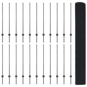 Συρματόπλεγμα με Στυλίς 50 x 1,2 m PVC-Επικαλυμμένο Ατσάλι Γκρι
