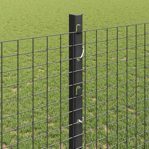 Συρματόπλεγμα με Στυλίς 50 x 1,2 m PVC-Επικαλυμμένο Ατσάλι Γκρι
