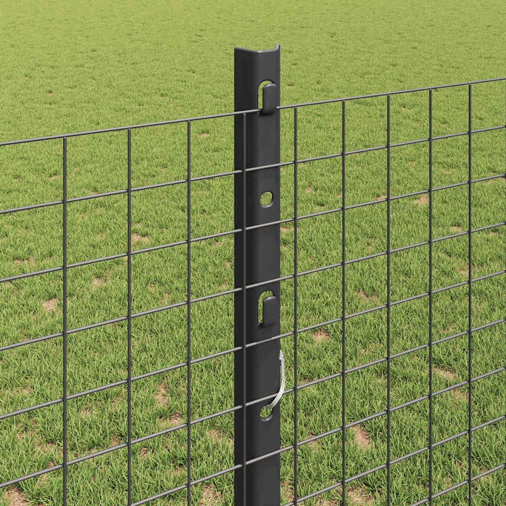 Συρματόπλεγμα με Στυλίς 50 x 1,2 m PVC-Επικαλυμμένο Ατσάλι Γκρι - Pakobazaar