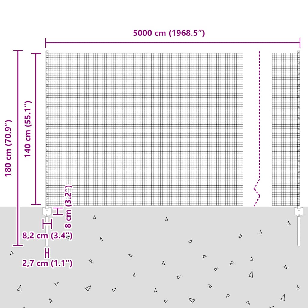 Τεντώτο με στήριγμα Γκρι 1,4 x 50 m Χάλυβας και PVC