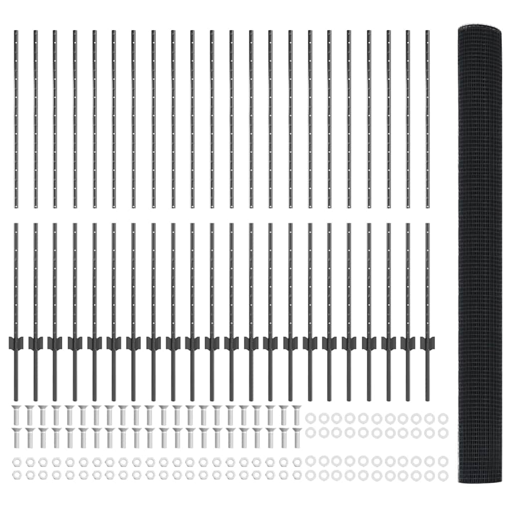 Τεντώτο με στήριγμα Γκρι 1,4 x 50 m Χάλυβας και PVC