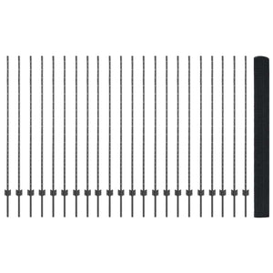 Συρματόπλεγμα με Στυλίς 50 x 1,5 m PVC-Επικαλυμμένο Ατσάλι Γκρι