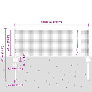 Συρματόπλεγμα με Στυλίς 100 x 0,4 μ. PVC-Επικαλυμμένο Ατσάλι - Pakobazaar