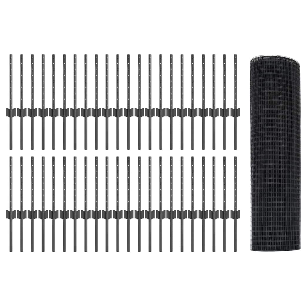 Συρματόπλεγμα με Στυλίς 100 x 0,4 μ. PVC-Επικαλυμμένο Ατσάλι - Pakobazaar