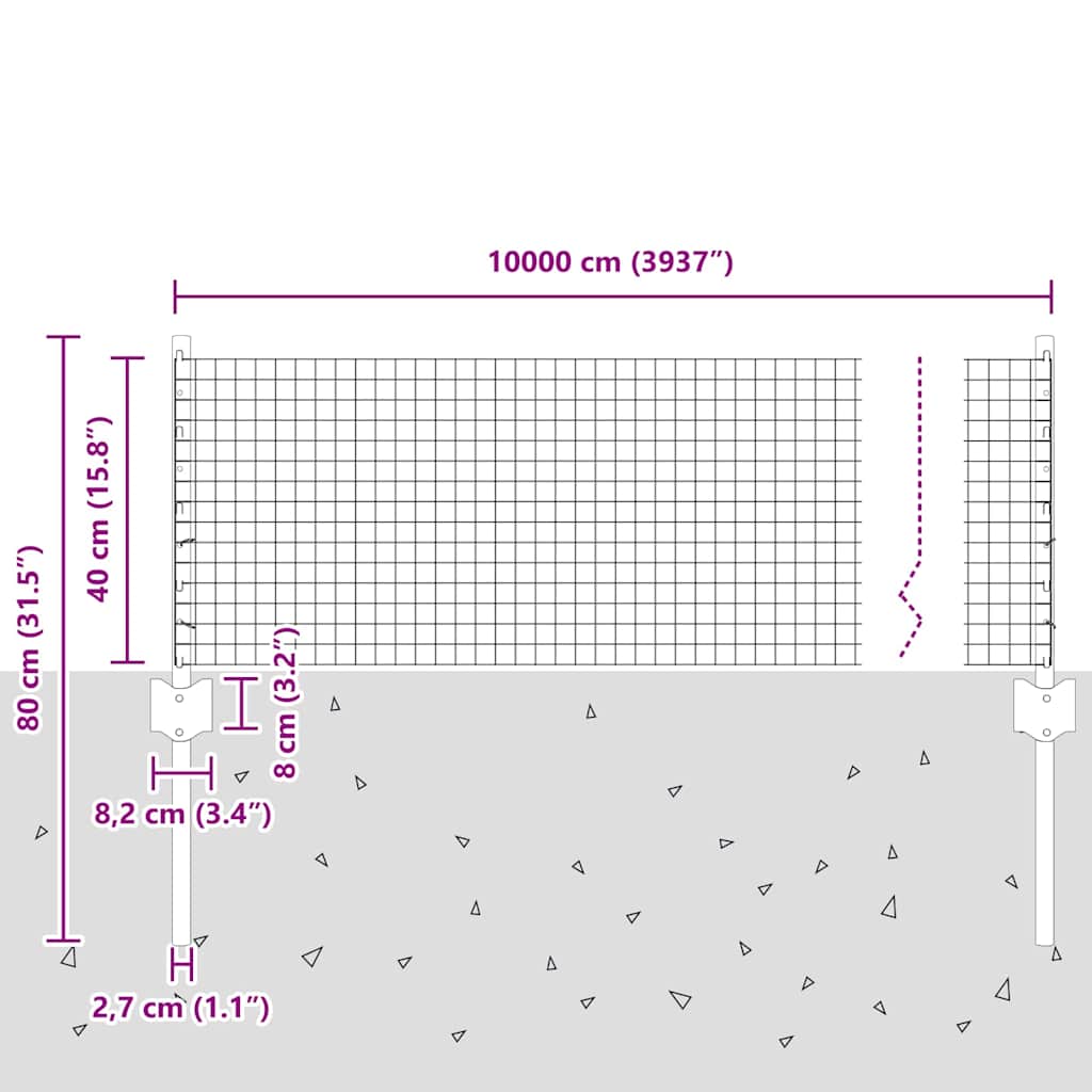 Συρματόπλεγμα με Στυλίς 100 x 0,4 μ. PVC-Επικαλυμμένο Ατσάλι - Pakobazaar