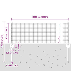 Συρματόπλεγμα με Στυλίς 100 x 0,4 μ. PVC-Επικαλυμμένο Ατσάλι - Pakobazaar