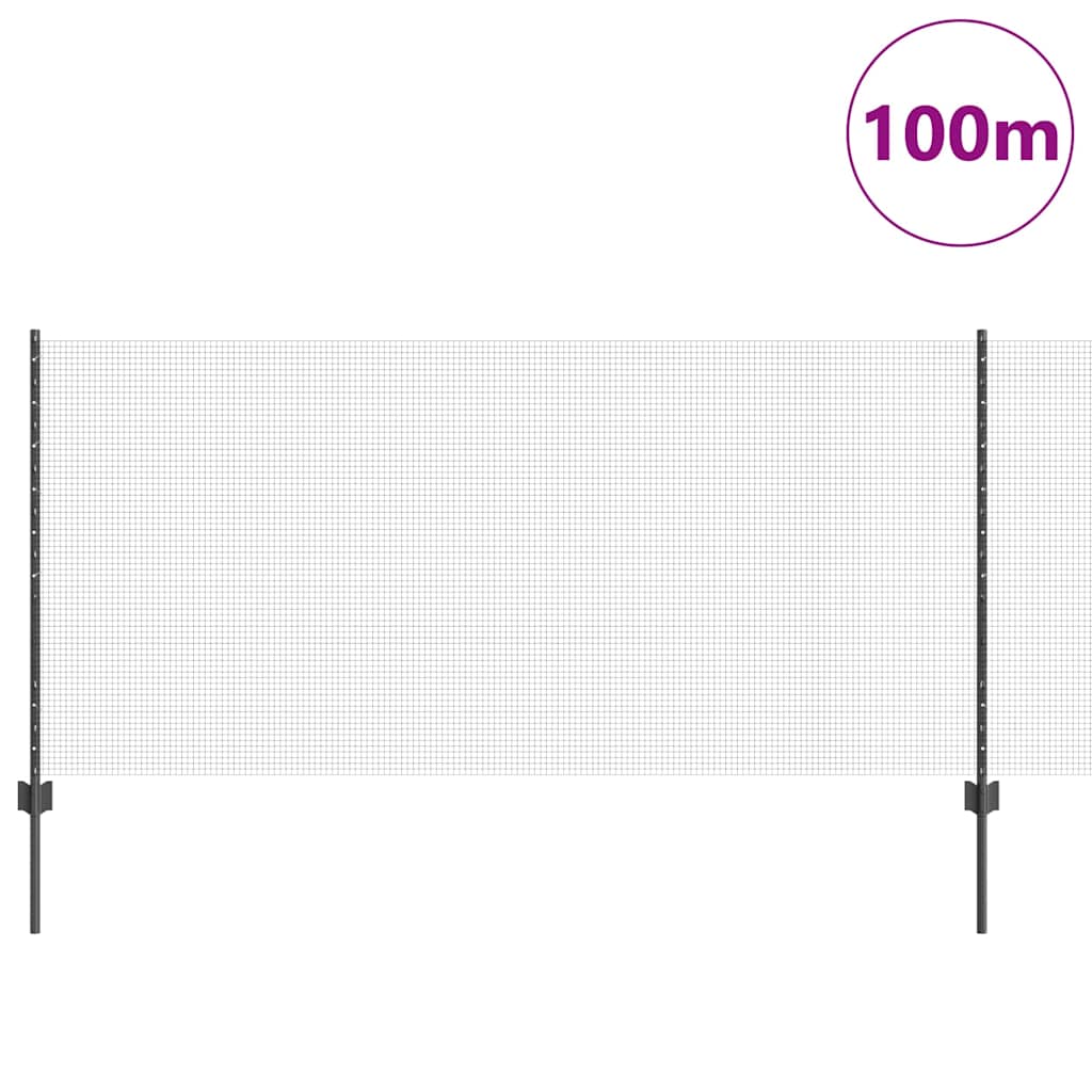 Συρματόπλεγμα με Στυλίς 100 x 1 μ PVC-Επικαλυμμένο Ατσάλι Γκρι