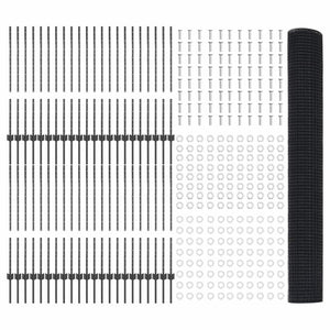 Συρματόπλεγμα με Στυλίς 100 x 1 μ PVC-Επικαλυμμένο Ατσάλι Γκρι