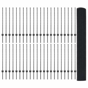 Συρματόπλεγμα με Στυλίς 100 x 1 μ PVC-Επικαλυμμένο Ατσάλι Γκρι