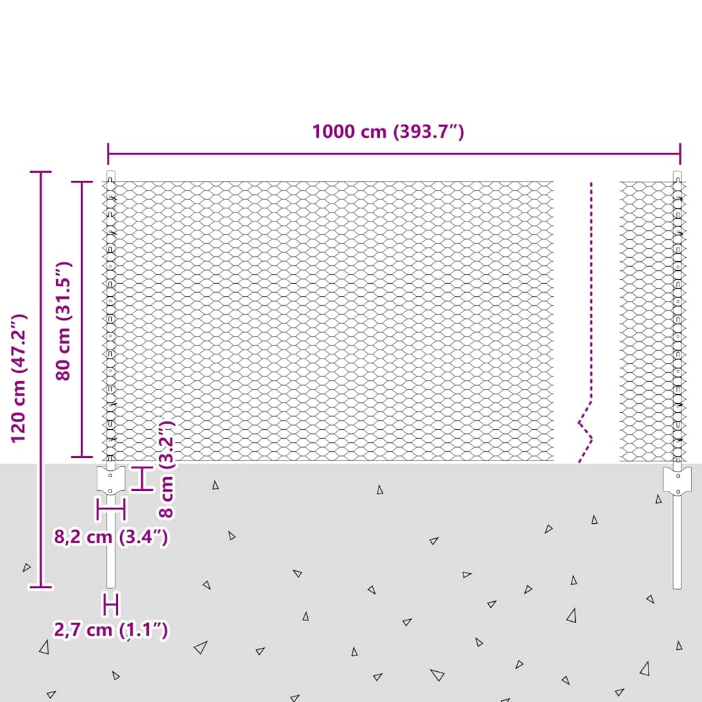 Τεντώτο με στήριγμα Πράσινο 0,8 x 10 m Χάλυβας και PVC