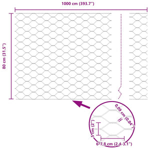 Εξαγωνική Φράχτη με Στύλο 10 x 0,8 μ PVC-Επικαλυμμένο Ατσάλι