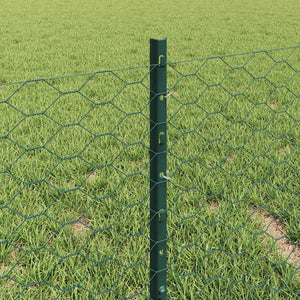 Εξαγωνική Φράχτη με Στύλο 25 x 0,4 m PVC-Επικαλυμμένο Ατσάλι - Pakobazaar