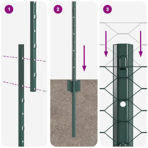 Εξαγωνική Φράχτη με Στύλο 25 x 1 m PVC-Επικαλυμμένο Ατσάλι