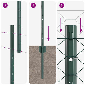 Εξαγωνική Φράχτη με Στύλο 25 x 1 m PVC-Επικαλυμμένο Ατσάλι
