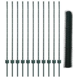 Εξαγωνική Φράχτη με Στύλο 25 x 1,2 μ PVC-Επικαλυμμένο Ατσάλι