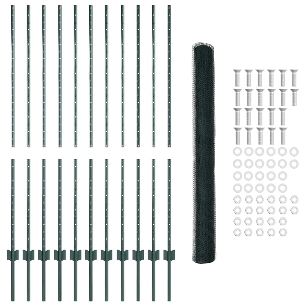 Εξαγωνική Φράχτη με Στύλο 25 x 1,4 μ PVC-Επικαλυμμένο Ατσάλι