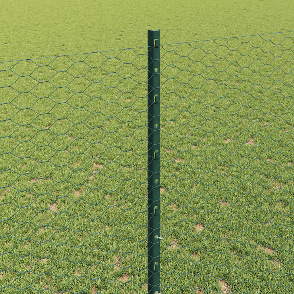 Εξαγωνική Φράχτη με Στύλο 25 x 1,4 μ PVC-Επικαλυμμένο Ατσάλι