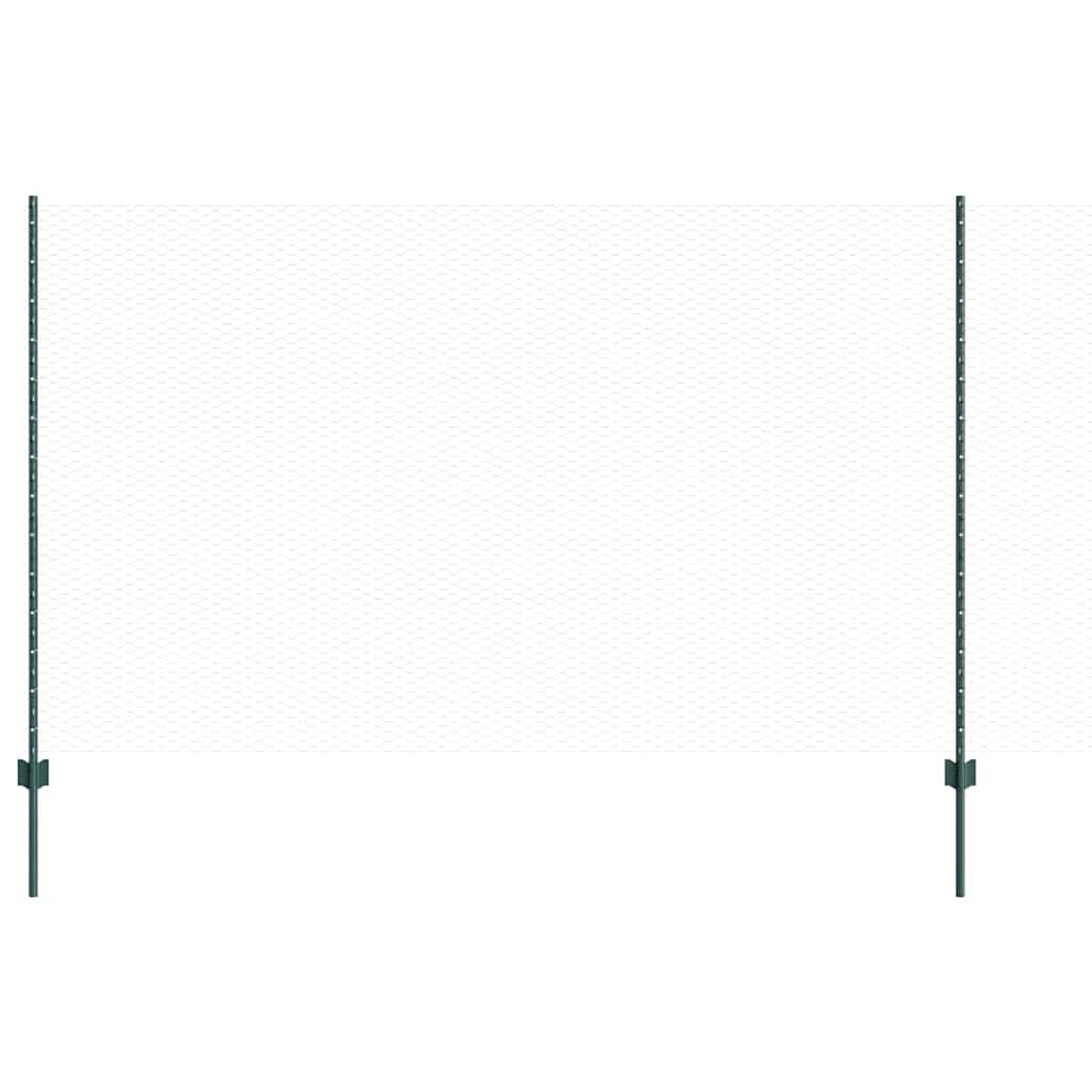 Εξαγωνική Φράχτη με Στύλο 25 x 1,4 μ PVC-Επικαλυμμένο Ατσάλι