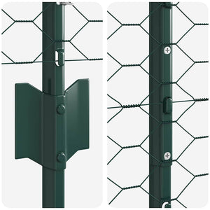 Εξαγωνική Φράχτη με Στύλο 25 x 1,4 μ PVC-Επικαλυμμένο Ατσάλι