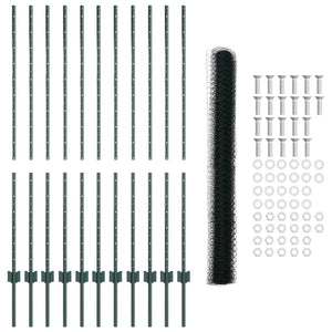 Εξαγωνική Φράχτη με Στύλο 25 x 1,4 μ PVC-Επικαλυμμένο Ατσάλι