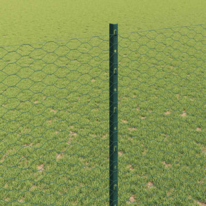 Εξαγωνική Φράχτη με Στύλο 25 x 1,5 m PVC-Επικαλυμμένο Ατσάλι