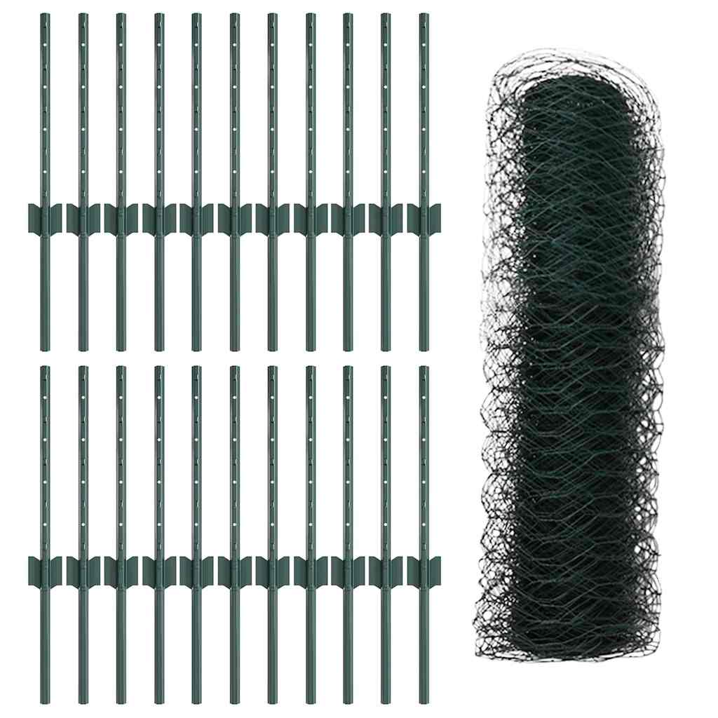 Εξαγωνική Φράχτη με Στύλο 50 x 0,4 μ PVC-Επικαλυμμένο Ατσάλι - Pakobazaar