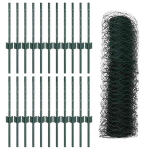 Εξαγωνική Φράχτη με Στύλο 50 x 0,4 μ PVC-Επικαλυμμένο Ατσάλι - Pakobazaar