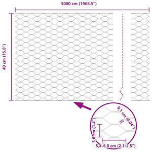 Εξαγωνική Φράχτη με Στύλο 50 x 0,4 μ PVC-Επικαλυμμένο Ατσάλι - Pakobazaar