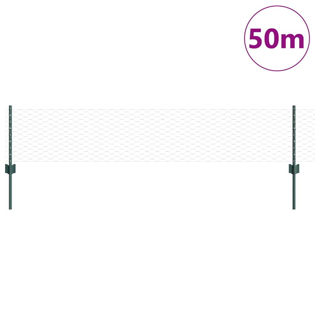 Εξαγωνική Φράχτη με Στύλο 50 x 0,4 μ PVC-Επικαλυμμένο Ατσάλι - Pakobazaar