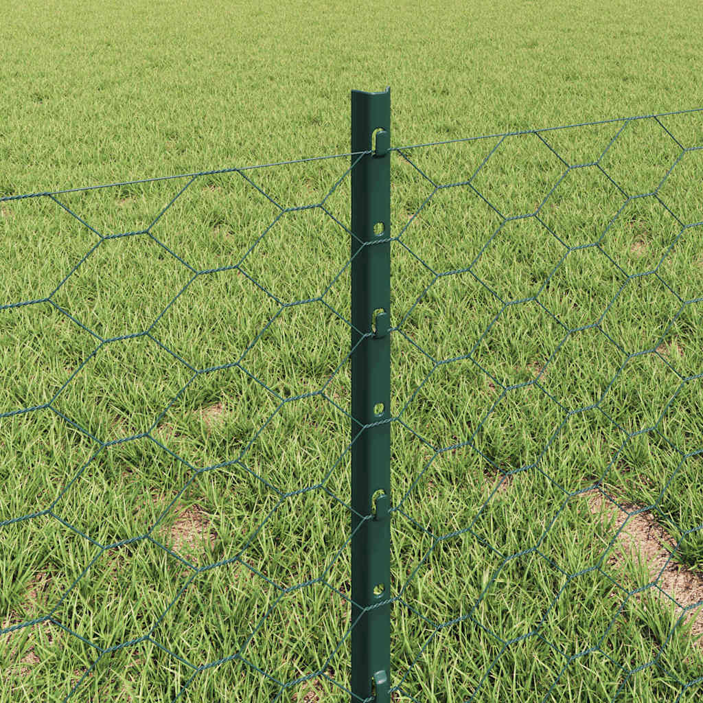 Εξαγωνική Φράχτη με Στύλο 50 x 0,4 μ PVC-Επικαλυμμένο Ατσάλι
