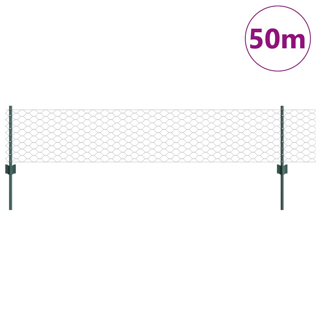 Εξαγωνική Φράχτη με Στύλο 50 x 0,4 μ PVC-Επικαλυμμένο Ατσάλι